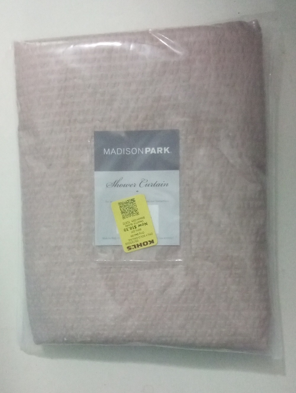 Madison Park Soft Blush Tan Textured Shower Curtain NWT $45.99